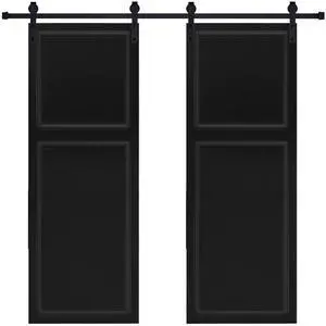 Double Modern 2 panel 84 in.X56 in. MDF black walnut Barn Sliding Door With Hardware kit Double Modern 2 panel 84 in.X56 in. MDF black walnut Barn Sliding Door With Hardware kit