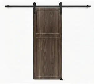 18 series 25 in.X84 in. 3/4 inch thickness 2-Panel Walnut Color Finished MDF Sliding Barn Door With Hardware Kit 18 series 25 in.X84 in. 3/4 inch thickness 2-Panel Walnut Color Finished MDF Sliding Barn Door With Hardware Kit