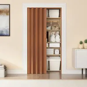 Studio Series 36" W PVC Foldable Accordion Doors, Walnut Studio Series 36" W PVC Foldable Accordion Doors, Walnut