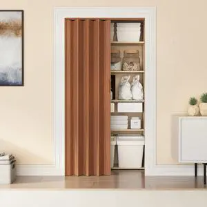 Studio Series 48" W PVC Foldable Accordion Doors, Walnut Studio Series 48" W PVC Foldable Accordion Doors, Walnut