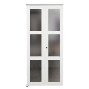 24 in. x 80 in. 3 Lite Frosted Glass Solid Core White Composite Bi-Fold Door with Hardware Kit and Door Handle 24 in. x 80 in. 3 Lite Frosted Glass Solid Core White Composite Bi-Fold Door with Hardware Kit and Door Handle