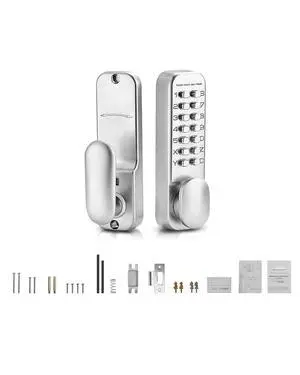 Mechanical Keyless Entry Door Lock, 14 Key Mechanical Door Lock, Mechanical Keypad Door Knob, Single-Side Stainless Steel Waterproof Keyless Gate Lock, for Home Office Outdoor Fence Garage Yard Mechanical Keyless Entry Door Lock, 14 Key Mechanical Door Lock, Mechanical Keypad Door Knob, Single-Side Stainless Steel Waterproof Keyless Gate Lock, for Home Office Outdoor Fence Garage Yard