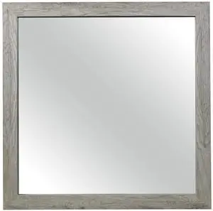 39 Inch Transitional Mirror, Square Wood Frame, Weathered Gray Veneer 39 Inch Transitional Mirror, Square Wood Frame, Weathered Gray Veneer