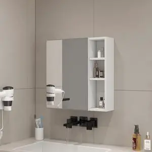 A white MDF material mirror cabinet, bathroom mirror, MDF material mirror cabinet,a separate wall mounted bathroom mirror for storage and space saving. W1151135030 A white MDF material mirror cabinet, bathroom mirror, MDF material mirror cabinet,a separate wall mounted bathroom mirror for storage and space saving. W1151135030