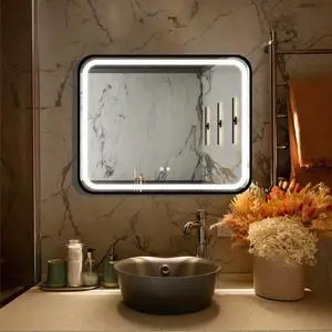 40X32 inch Bathroom Led Classy Vanity Mirror with High Lumen,Black metal frame,Dimmable Touch,Wall Switch Control, Anti-Fog ,CRI 95 Adjustable 3000K-4500K-6000K ,IP54 Waterproof Energy savin 40X32 inch Bathroom Led Classy Vanity Mirror with High Lumen,Black metal frame,Dimmable Touch,Wall Switch Control, Anti-Fog ,CRI 95 Adjustable 3000K-4500K-6000K ,IP54 Waterproof Energy savin