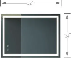 32x24inch Bathroom Led Classy Vanity Mirror with focused backplane,High Lumen,Dimmable Touch,Wall Switch Control, Anti-Fog ,CRI 95 Adjustable 3000K-4500K-6000K ,IP54 Waterproof Vertical & Horizontal 32x24inch Bathroom Led Classy Vanity Mirror with focused backplane,High Lumen,Dimmable Touch,Wall Switch Control, Anti-Fog ,CRI 95 Adjustable 3000K-4500K-6000K ,IP54 Waterproof Vertical & Horizontal