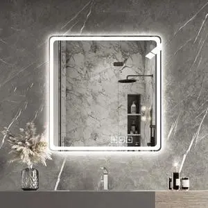 36X36 Inch LED Bathroom Mirror Vanity Mirrors with Front Lights Wall Mounted Anti-Fog Frameless Make Up Mirror with Light 5 mm Copper-Free Silver Mirror Horizontal or Vertical 36X36 Inch LED Bathroom Mirror Vanity Mirrors with Front Lights Wall Mounted Anti-Fog Frameless Make Up Mirror with Light 5 mm Copper-Free Silver Mirror Horizontal or Vertical