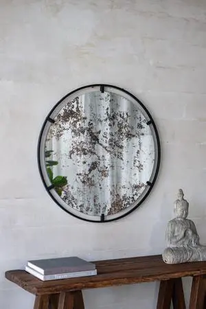 D31.5x0.5" Theodor Mirror with industrial design Round Mirror with Metal Frame for Wall Decor & Entryway Console Lean Against Wall D31.5x0.5" Theodor Mirror with industrial design Round Mirror with Metal Frame for Wall Decor & Entryway Console Lean Against Wall
