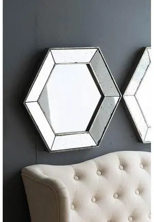 21" x 18" Hexagon Wall Mirror with Traditional Silver Finish, Home Decor Accent Mirror for Living Room, Entryway, Bedroom 21" x 18" Hexagon Wall Mirror with Traditional Silver Finish, Home Decor Accent Mirror for Living Room, Entryway, Bedroom