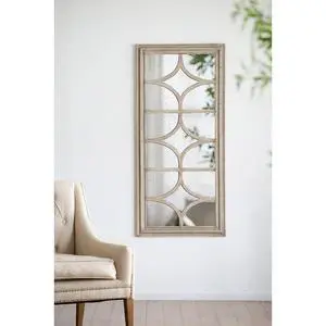 28"x59" Glister Rectangular Mirror with Distressed White Frame with Decorative Window Look, Vertical or Horizontal 28"x59" Glister Rectangular Mirror with Distressed White Frame with Decorative Window Look, Vertical or Horizontal