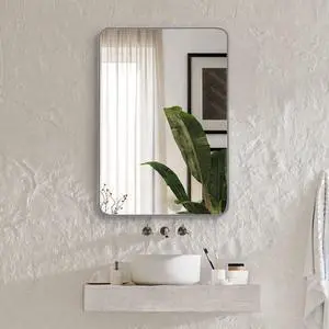 22x30 Inch Silver Metal Framed Rectangular Bathrrom Mirror for Wall.(W2203P183126) 22x30 Inch Silver Metal Framed Rectangular Bathrrom Mirror for Wall.(W2203P183126)