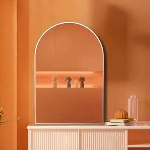 20x30 Inch Silver Metal Framed Arched Bathrrom Mirror for Wall.(W2203134107) 20x30 Inch Silver Metal Framed Arched Bathrrom Mirror for Wall.(W2203134107)
