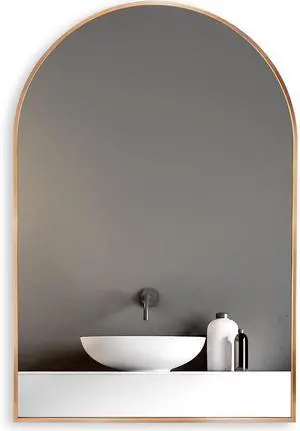 20x30 Inch Gold Metal Framed Arched Bathrrom Mirror for Wall.(W2203134108) 20x30 Inch Gold Metal Framed Arched Bathrrom Mirror for Wall.(W2203134108)