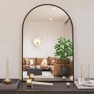 24x36 Inch Black Metal Framed Arched Bathrrom Mirror for Wall.(W2203134097) 24x36 Inch Black Metal Framed Arched Bathrrom Mirror for Wall.(W2203134097)