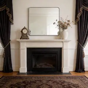 36in x 36in Inch Silver Metal Framed Square Bathrrom Mirror for Wall. 36in x 36in Inch Silver Metal Framed Square Bathrrom Mirror for Wall.