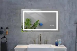 36 x 28 Inch LED Bathroom Mirror with Front, Wall Mounted Vanity Mirror, Anti-Fog, Memory, 3 Colors, Stepless Dimmable 36 x 28 Inch LED Bathroom Mirror with Front, Wall Mounted Vanity Mirror, Anti-Fog, Memory, 3 Colors, Stepless Dimmable