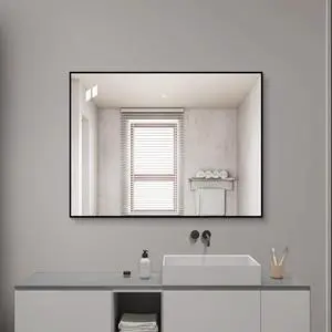 24*32 inch Black Aluminum Framed Bathroom Mirror, HD Copper-Free Silver Wall Mirror, Horizontal & Vertical Hanging Vanity Mirror for Bathroom, Entryway & Dressing Room 24*32 inch Black Aluminum Framed Bathroom Mirror, HD Copper-Free Silver Wall Mirror, Horizontal & Vertical Hanging Vanity Mirror for Bathroom, Entryway & Dressing Room