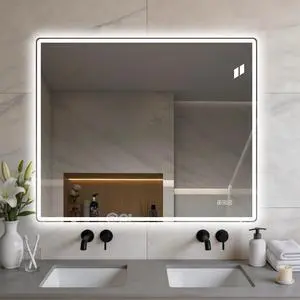 30" x 36" Frameless Front-Lit LED Bathroom Mirror with Anti-Fog, 3 Color Temperatures, Stepless Dimming, Smart Memory Function, Shatter-Resistant Backing, UL Certified, IP44 Waterproof 30" x 36" Frameless Front-Lit LED Bathroom Mirror with Anti-Fog, 3 Color Temperatures, Stepless Dimming, Smart Memory Function, Shatter-Resistant Backing, UL Certified, IP44 Waterproof