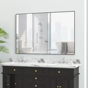 48"x32" Oversized Modern Rectangle Bathroom Mirror with Balck Frame Decorative Large Wall Mirrors for Bathroom Living Room Bedroom Vertical or Horizontal Wall Mounted mirror with Aluminum Frame 48"x32" Oversized Modern Rectangle Bathroom Mirror with Balck Frame Decorative Large Wall Mirrors for Bathroom Living Room Bedroom Vertical or Horizontal Wall Mounted mirror with Aluminum Frame