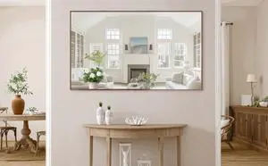 60*36" Oversized Modern Rectangle Bathroom Mirror with walnut Frame Decorative Large Wall Mirrors for Bathroom Living Room Bedroom Vertical or Horizontal Wall Mounted mirror with Aluminum Frame 60*36" Oversized Modern Rectangle Bathroom Mirror with walnut Frame Decorative Large Wall Mirrors for Bathroom Living Room Bedroom Vertical or Horizontal Wall Mounted mirror with Aluminum Frame