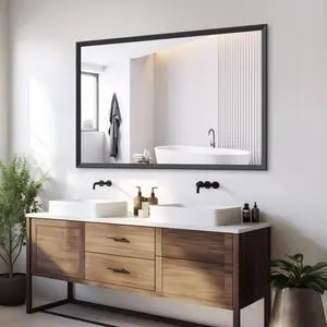 60"x40" Oversized Modern Rectangle Bathroom Mirror with Balck Frame Decorative Large Wall Mirrors for Bathroom Living Room Bedroom Vertical or Horizontal Wall Mounted mirror with Aluminum Frame 60"x40" Oversized Modern Rectangle Bathroom Mirror with Balck Frame Decorative Large Wall Mirrors for Bathroom Living Room Bedroom Vertical or Horizontal Wall Mounted mirror with Aluminum Frame