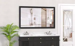 60"x36" Oversized Modern Rectangle Bathroom Mirror with Balck Frame Decorative Large Wall Mirrors for Bathroom Living Room Bedroom Vertical or Horizontal Wall Mounted mirror with Aluminum Frame 60"x36" Oversized Modern Rectangle Bathroom Mirror with Balck Frame Decorative Large Wall Mirrors for Bathroom Living Room Bedroom Vertical or Horizontal Wall Mounted mirror with Aluminum Frame