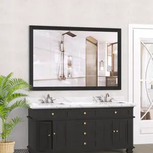60"x40" Oversized Modern Rectangle Bathroom Mirror with Black Frame Decorative Large Wall Mirrors for Bathroom Living Room Bedroom Vertical or Horizontal Wall Mounted mirror with Aluminum Frame 60"x40" Oversized Modern Rectangle Bathroom Mirror with Black Frame Decorative Large Wall Mirrors for Bathroom Living Room Bedroom Vertical or Horizontal Wall Mounted mirror with Aluminum Frame