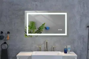LED Bathroom Mirror 40 "x 30 " with Front and Backlight, Large Dimmable Wall Mirrors with Anti-Fog, Memory, 3 Colors, LED Vanity Mirror LED Bathroom Mirror 40 "x 30 " with Front and Backlight, Large Dimmable Wall Mirrors with Anti-Fog, Memory, 3 Colors, LED Vanity Mirror