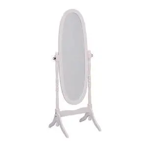 59.25" Tall Standing Wooden Floor Mirror with White finish, Oval Shape 59.25" Tall Standing Wooden Floor Mirror with White finish, Oval Shape