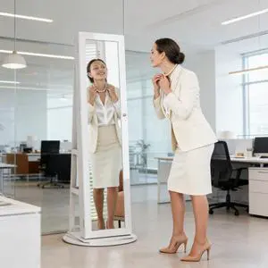 Lockable Jewelry Cabinet Mirror,360° Swivel Full-Length Mirror,with Storage Shelves Lockable Jewelry Cabinet Mirror,360° Swivel Full-Length Mirror,with Storage Shelves