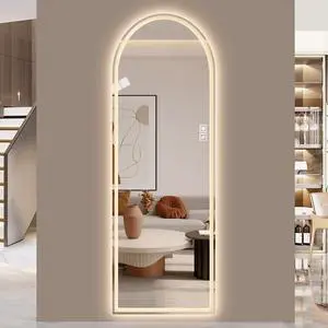 65" x 21" Arch LED Bathroom Mirror - Dimmable Wall Mount Vanity Mirror with Anti-Fog, Shatterproof Glass, Tri-Color Lighting for Makeup Studio & Home Gym 65" x 21" Arch LED Bathroom Mirror - Dimmable Wall Mount Vanity Mirror with Anti-Fog, Shatterproof Glass, Tri-Color Lighting for Makeup Studio & Home Gym