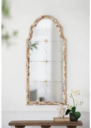 22" x 48" Large Cream & Gold Framed Wall Mirror, Wood Arched Mirror with Decorative Window Look for Living Room, Bathroom, Entryway 22" x 48" Large Cream & Gold Framed Wall Mirror, Wood Arched Mirror with Decorative Window Look for Living Room, Bathroom, Entryway