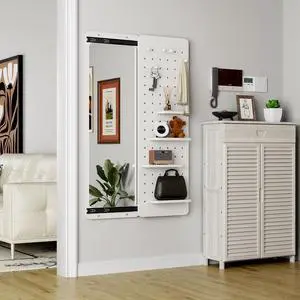 47.6 x 15.7 inch multi-functional design panel wall-mounted full-length mirror, space-saving, can be pushed and pulled. Suitable for bedroom/living room/entrance (white) 47.6 x 15.7 inch multi-functional design panel wall-mounted full-length mirror, space-saving, can be pushed and pulled. Suitable for bedroom/living room/entrance (white)