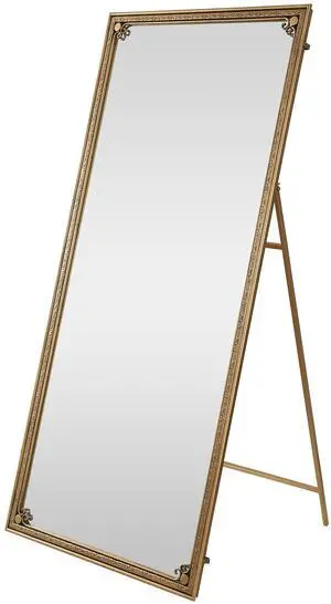 Full Length Mirror with Stand, 70.1"x31.9" Floor Standing Large Dressing Mirror Hanging or Leaning Against Wall for Bedroom Living Room, Antique Gold Full Length Mirror with Stand, 70.1"x31.9" Floor Standing Large Dressing Mirror Hanging or Leaning Against Wall for Bedroom Living Room, Antique Gold