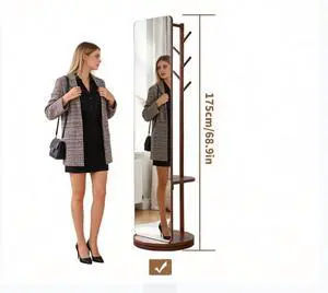70"x19"Full Length Mirror with Stand,Coat Rack with Mirror,Solid Wood Floor Mirror,Swivel Mirrorfor Bedroom, Living Room, Cloakroom 70"x19"Full Length Mirror with Stand,Coat Rack with Mirror,Solid Wood Floor Mirror,Swivel Mirrorfor Bedroom, Living Room, Cloakroom