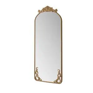 58"x24" Arched Full Body Mirror with Vintage Ornate Carved Applique on Top and Bottom, Hanging Wall Mounted Mirror, for Living Room Bedroom Retro Home Decor Mirror, Bronze 58"x24" Arched Full Body Mirror with Vintage Ornate Carved Applique on Top and Bottom, Hanging Wall Mounted Mirror, for Living Room Bedroom Retro Home Decor Mirror, Bronze