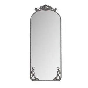 58"x24" Arched Full Body Mirror with Vintage Ornate Carved Applique on Top and Bottom, Hanging Wall Mounted Mirror, for Living Room Bedroom Retro Home Decor Mirror, Antique Silver 58"x24" Arched Full Body Mirror with Vintage Ornate Carved Applique on Top and Bottom, Hanging Wall Mounted Mirror, for Living Room Bedroom Retro Home Decor Mirror, Antique Silver