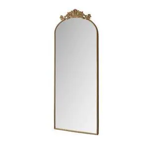 58"x24" Arched Full Body Mirror with Vintage Ornate Carved Applique on Top, Hanging Wall Mounted Mirror, for Living Room Bedroom Retro Home Decor Mirror, Bronze 58"x24" Arched Full Body Mirror with Vintage Ornate Carved Applique on Top, Hanging Wall Mounted Mirror, for Living Room Bedroom Retro Home Decor Mirror, Bronze