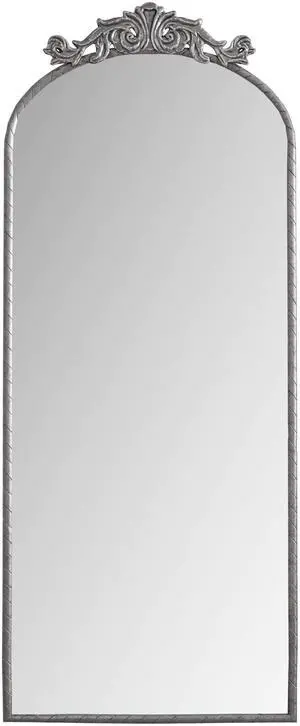58"x24" Arched Full Body Mirror with Vintage Ornate Carved Applique on Top, Hanging Wall Mounted Mirror, for Living Room Bedroom Retro Home Decor Mirror, Antique Silver 58"x24" Arched Full Body Mirror with Vintage Ornate Carved Applique on Top, Hanging Wall Mounted Mirror, for Living Room Bedroom Retro Home Decor Mirror, Antique Silver