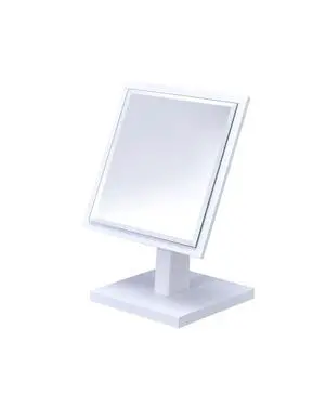 9.5" Tall Polyresin and Wood Make-Up Mirror on a Pedestal, White finish 9.5" Tall Polyresin and Wood Make-Up Mirror on a Pedestal, White finish
