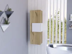 Vanguard Medicine Cabinet, Three Shelves, Single Door Cabinet -White / Light Oak Vanguard Medicine Cabinet, Three Shelves, Single Door Cabinet -White / Light Oak