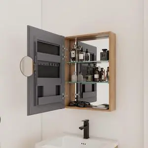 20'' Bathroom Mirror Cabinet with Storage,Wall Mounted Medicine Cabinet with Mirror Door,Adjustable Glass Shelves,Plywood(MC901BIMO) 20'' Bathroom Mirror Cabinet with Storage,Wall Mounted Medicine Cabinet with Mirror Door,Adjustable Glass Shelves,Plywood(MC901BIMO)