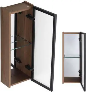 10'' Bathroom Wall Mirror Cabinet with Acrylic Door, Wall Mounted Cabinet with Adjustable Glass Shelf,Plywood(MC250HIMO)(Mirror Cabinet Only, Without Black Aluminum Frame Mirror) 10'' Bathroom Wall Mirror Cabinet with Acrylic Door, Wall Mounted Cabinet with Adjustable Glass Shelf,Plywood(MC250HIMO)(Mirror Cabinet Only, Without Black Aluminum Frame Mirror)