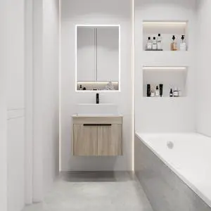 24 " Modern Design Float Bathroom Vanity With Ceramic Basin Set, Wall Mounted White Oak Vanity With Soft Close Door,KD-Packing,KD-Packing,2 Pieces Parcel(TOP-BAB110MOWH) 24 " Modern Design Float Bathroom Vanity With Ceramic Basin Set, Wall Mounted White Oak Vanity With Soft Close Door,KD-Packing,KD-Packing,2 Pieces Parcel(TOP-BAB110MOWH)