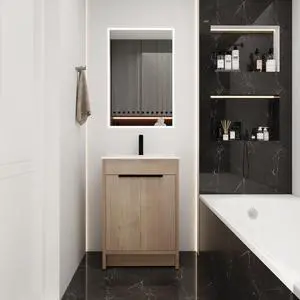Freestanding Bathroom Vanity with White Ceramic Sink & 2 Soft-Close Cabinet Doors ((KD-PACKING),BVB02424PLO-G-BL9060B),W1286S00015 Freestanding Bathroom Vanity with White Ceramic Sink & 2 Soft-Close Cabinet Doors ((KD-PACKING),BVB02424PLO-G-BL9060B),W1286S00015
