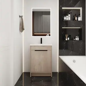 (KD-PACKING)24 Inch Freestanding Bathroom Vanity With White Resin Sink(G-lemon SKU:BVB02424PLO-GRB2440),W1286S00017 (KD-PACKING)24 Inch Freestanding Bathroom Vanity With White Resin Sink(G-lemon SKU:BVB02424PLO-GRB2440),W1286S00017