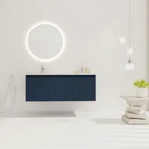 48" Floating Bathroom Vanity with Drop-Shaped Resin Sink 48" Floating Bathroom Vanity with Drop-Shaped Resin Sink