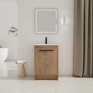 24" Freestanding Bathroom Vanity with White Ceramic Sink & 2 Soft-Close Cabinet Doors ((KD-PACKING),BVB02424IMO-G-BL9060B 24" Freestanding Bathroom Vanity with White Ceramic Sink & 2 Soft-Close Cabinet Doors ((KD-PACKING),BVB02424IMO-G-BL9060B
