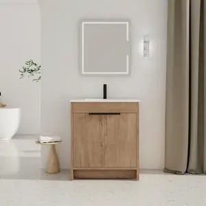 30" Freestanding Bathroom Vanity with White Ceramic Sink & 2 Soft-Close Cabinet Doors ((KD-PACKING),BVB02430IMO-BL9075B 30" Freestanding Bathroom Vanity with White Ceramic Sink & 2 Soft-Close Cabinet Doors ((KD-PACKING),BVB02430IMO-BL9075B