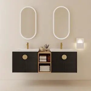 60 Inch Soft Close Doors Bathroom Vanity With Sink, and A Small Storage Shelves.BVC06360BCT 60 Inch Soft Close Doors Bathroom Vanity With Sink, and A Small Storage Shelves.BVC06360BCT